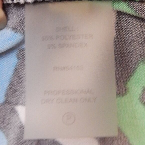 Calvin Klein Green/Blue/White/Black Pleated Neck Sleeveless Career Top Small EUC - Picture 12 of 12